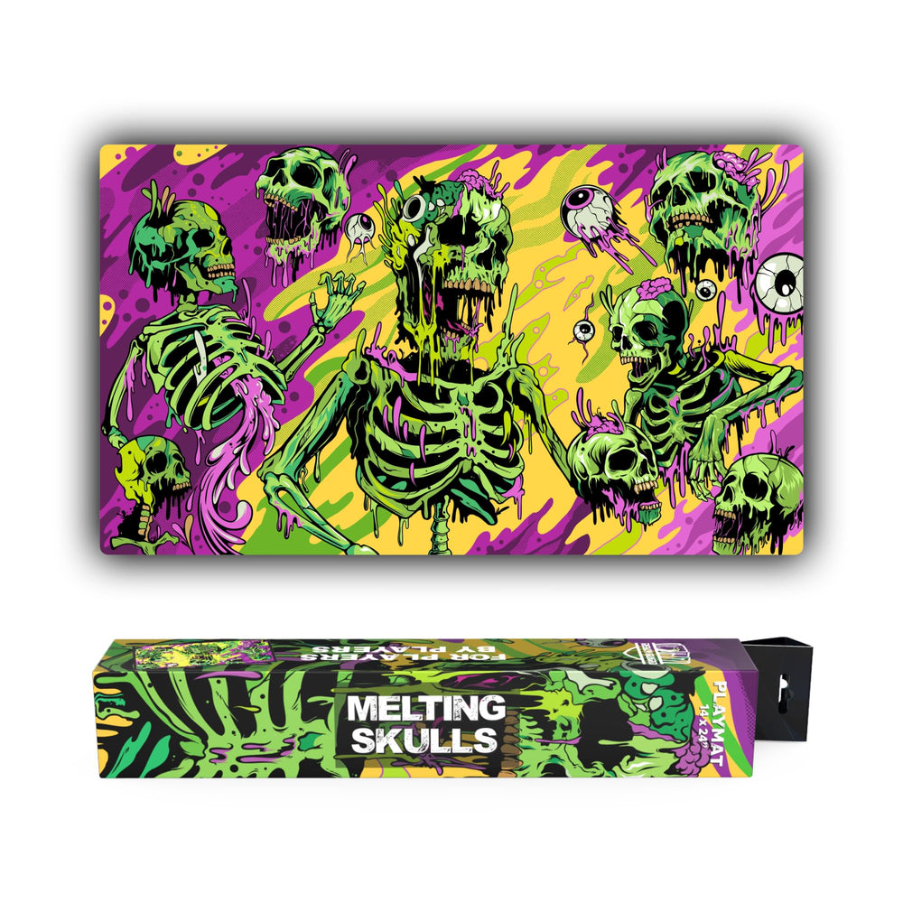 Realm Guard Melting Skulls playmat, 14x24, aids clean card layout and smooth play