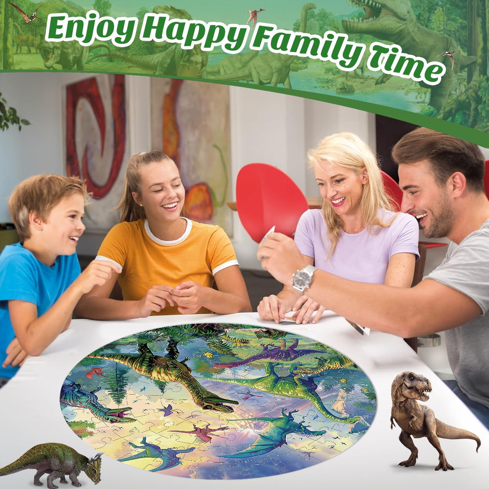 REALRINDO dinosaur puzzle supports family learning and cooperative play.