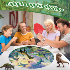 REALRINDO dinosaur puzzle supports family learning and cooperative play.