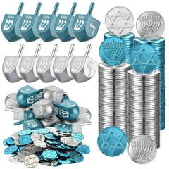 Realspring Hanukkah coins closeup in silver, ideal for festive games and durable party decor.