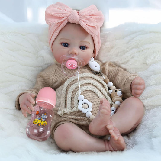 Reborn Baby Dolls Girl with poseable vinyl limbs for lifelike cuddle play.