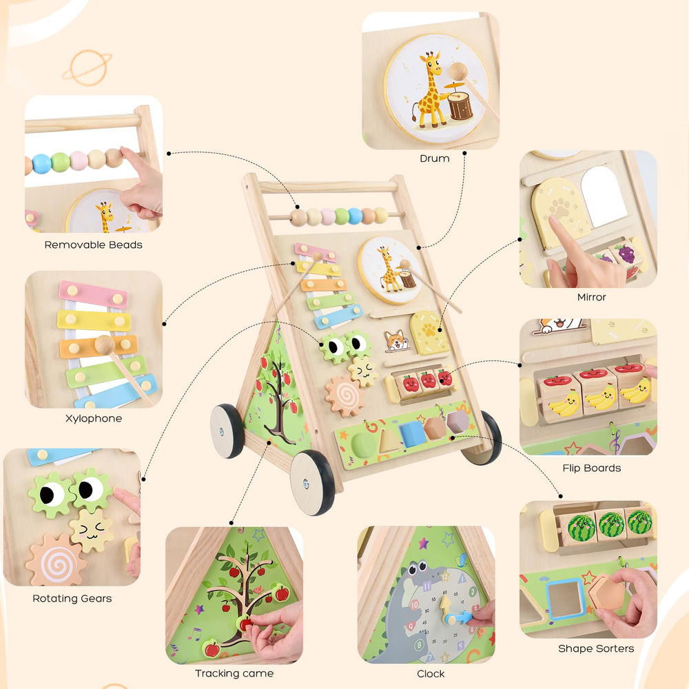 Receka removable beads, drum, and xylophone invite tactile and musical play