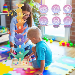 RECEKA assembled marble run tree demonstrates simple, child-friendly construction.