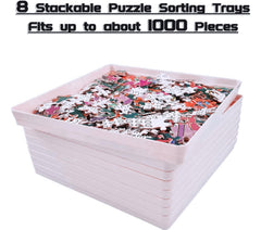 RECHIATO puzzle-trays-8x8-lid stackable design saves table space during assembly