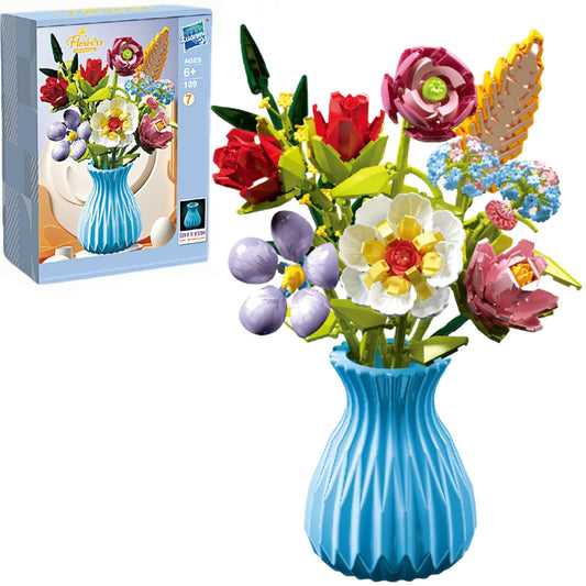 RECROQUO flowers bouquet-building set with vase showcases vibrant petals for elegant home decor.