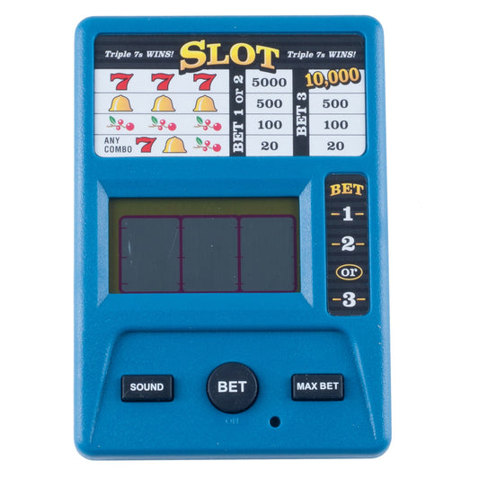 RecZone electronic handheld slot machine front view showing reels for quick on-the-go fun