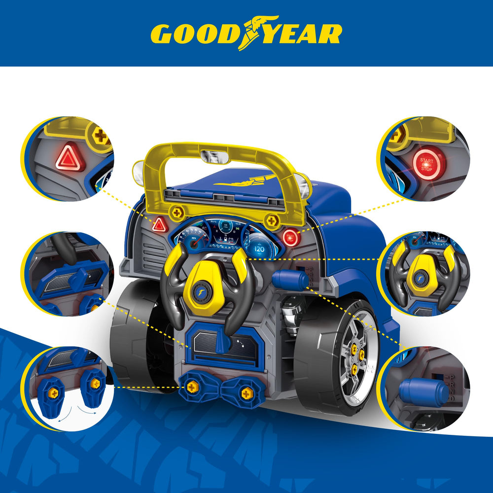 Red Toolbox Good Year engine removable parts close-up highlights hands-on learning opportunities.