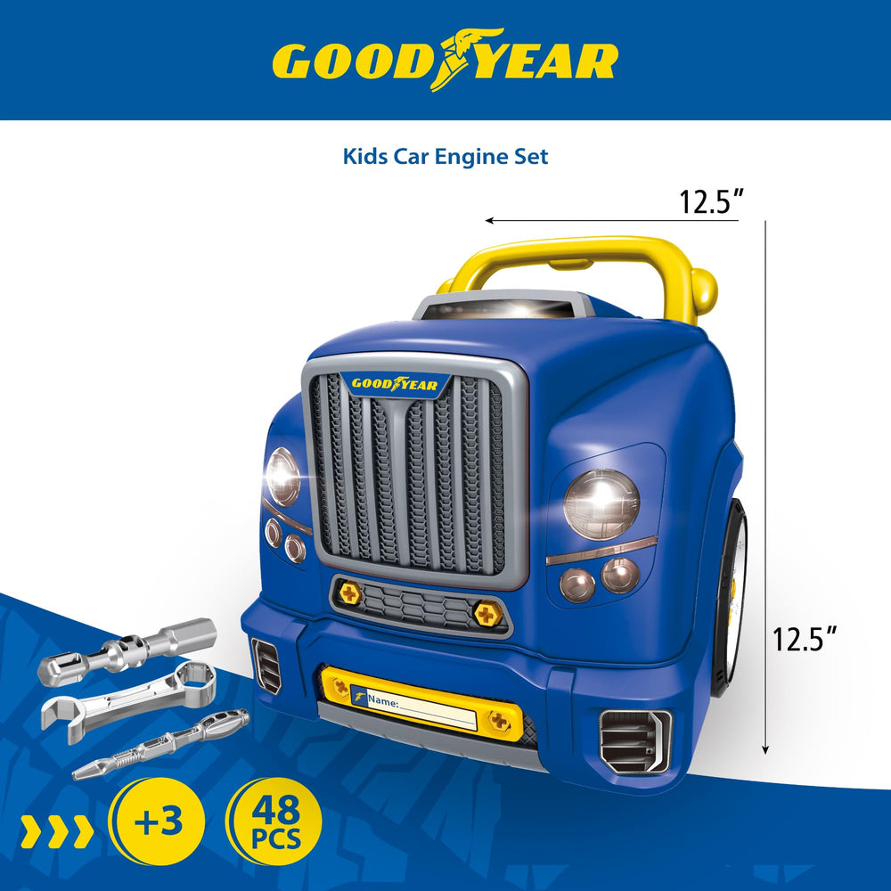 Red Toolbox Good Year engine set in box presents ready-to-start learning adventures for kids.