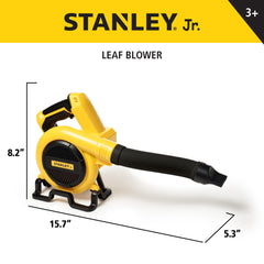Red Toolbox Stanley Jr leaf blower close-up shows battery-powered realism.