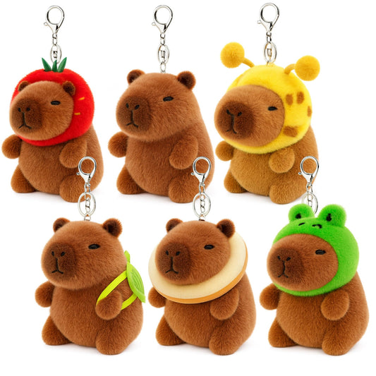 Redaica capybara plush keychain with turtle-backpack design, soft texture for daily carry.