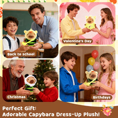 redaica capybara plush includes hats for adorable pretend fashion.