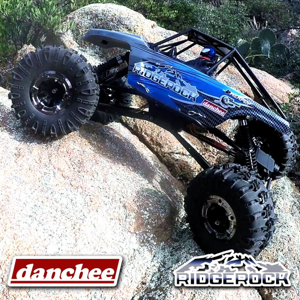 Redcat Racing Danchee Ridgerock battery and charger emphasize ready-to-run setup.