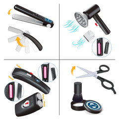 RedCrab Shaving Kit brow razor simulates safe trimming for make-believe barber visits.