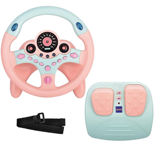 RedCrab steering wheel with brake pedals for engaging pretend driving play