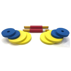Redmon For Kids Dumbbell Set retainers secure discs for quick, tidy setup.