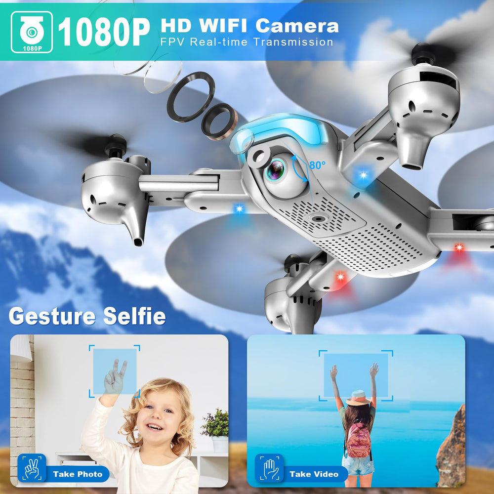 REDRIE JY02 drone top view with dual batteries for extended flight time.