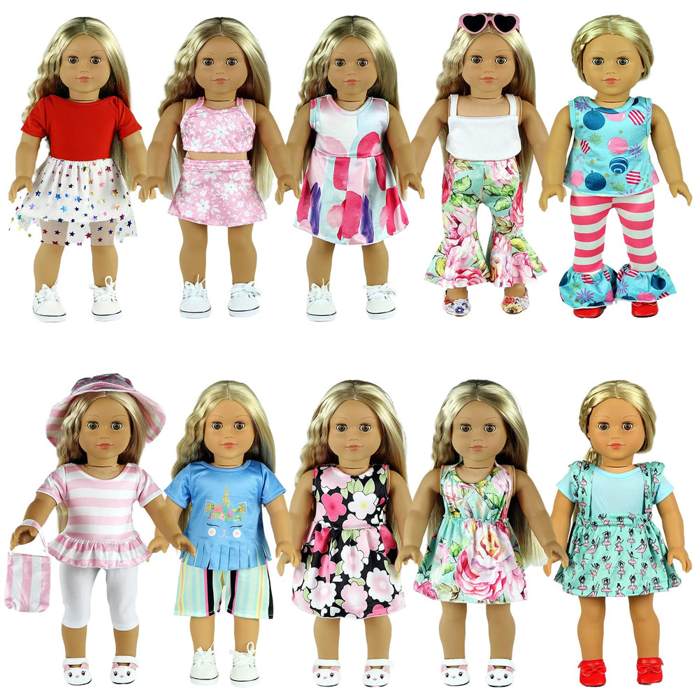 ReeRaa 18-inch doll clothes set with 20 pieces for creative dress-up play.