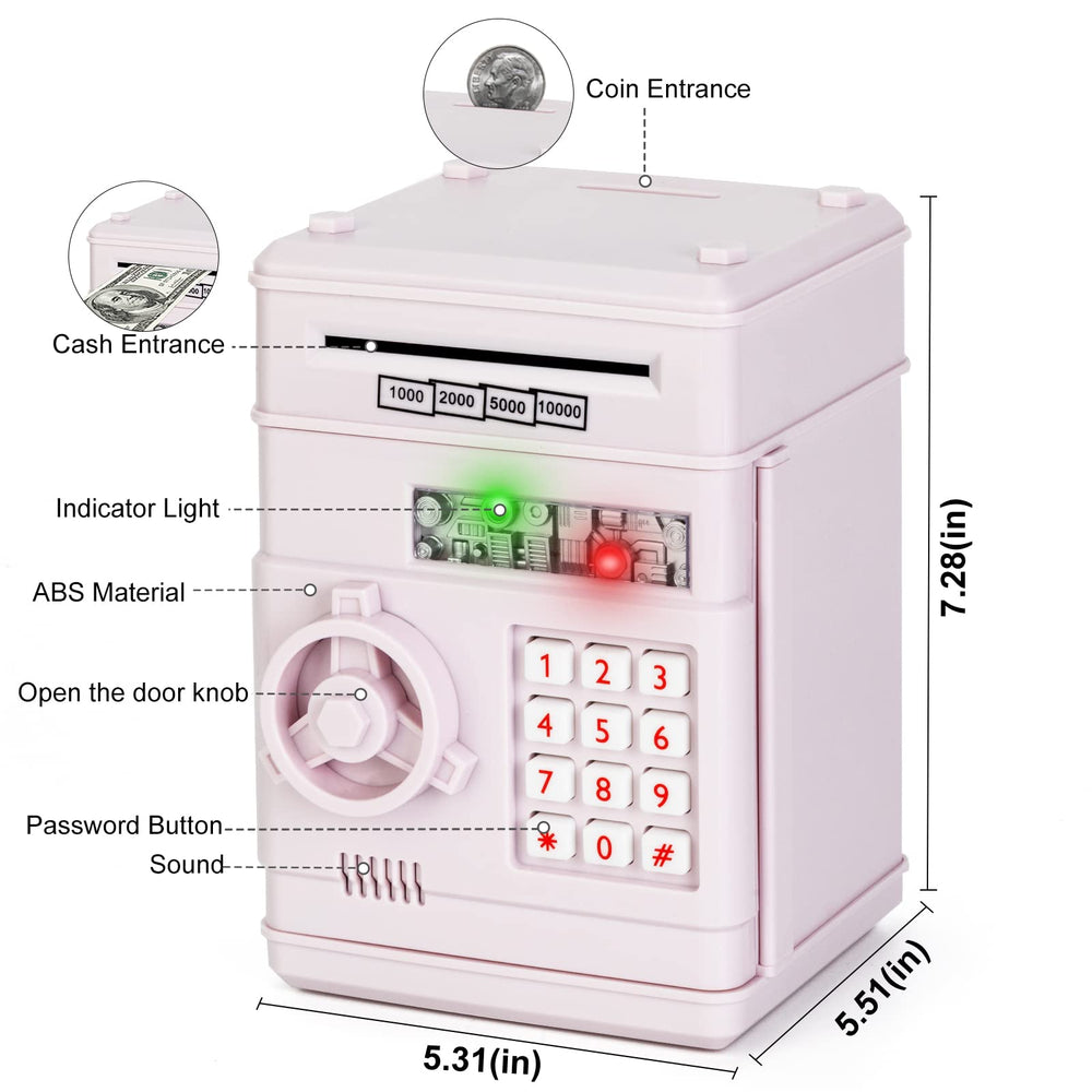 Refasy electronic piggy bank high capacity for coins and notes for longer saving.