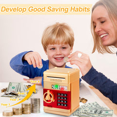 Refasy Money Bank password door demonstrates 4-digit protection for safe savings.