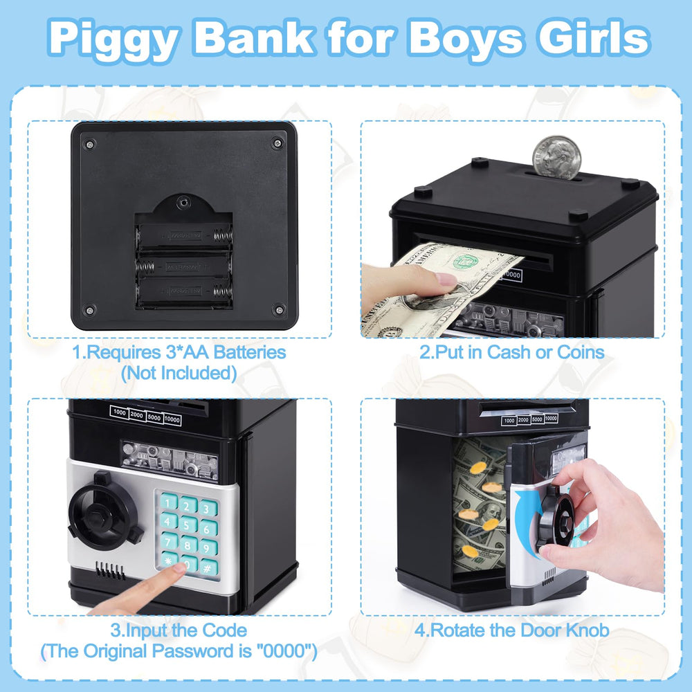 Refasy piggy bank automatic money scroll simplifies deposits for kids.