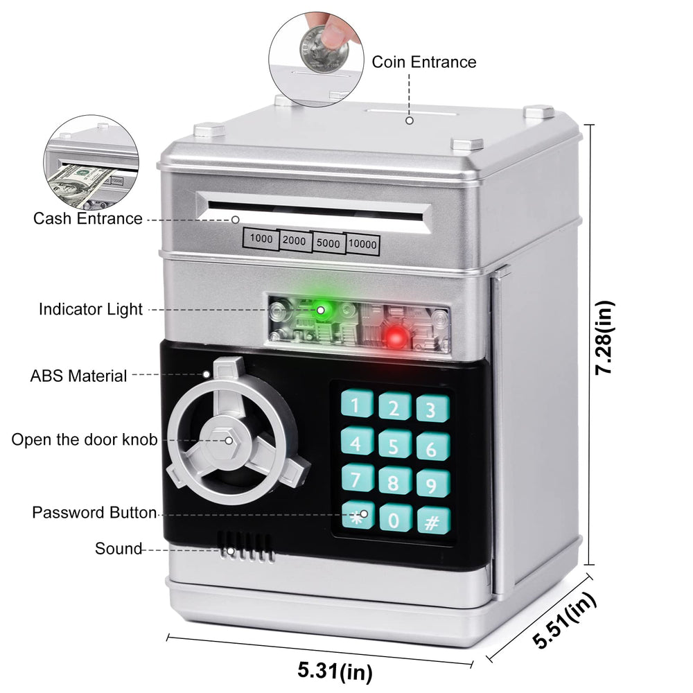 Refasy piggy bank coin slot enabling easy automatic coin intake for kids.