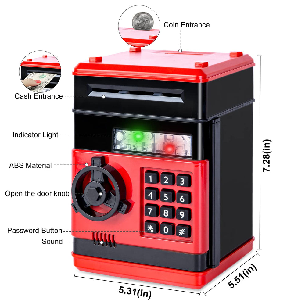 Refasy piggy bank coin slot illustrating coin storage capacity.