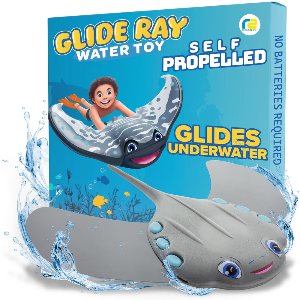 Refresh Sports Stingray pool torpedo in action, child-friendly throw and glide for sunny days.
