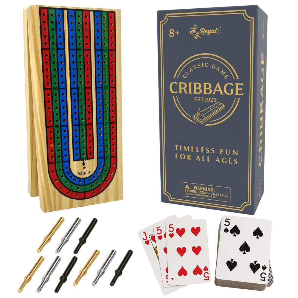Regal Games cribbage board folded for compact travel and storage.