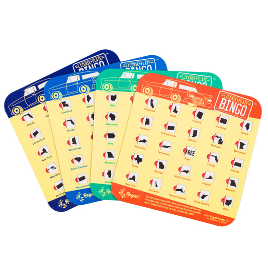 Regal Games finger-tip shutter bingo cards with sliding windows for quick play.
