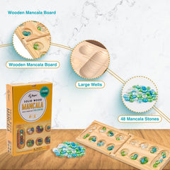 Regal Games Mancala board shown in a portable travel case for on-the-go play.