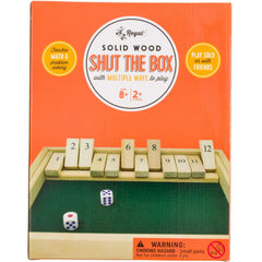 Regal Games Shut The Box green felt top, smooth surface for precise rolls
