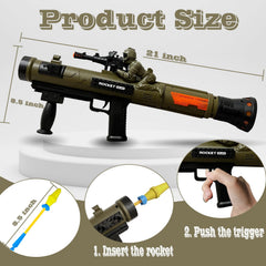 REGLORY toy rocket launcher with firing action and LED effects for excitement.