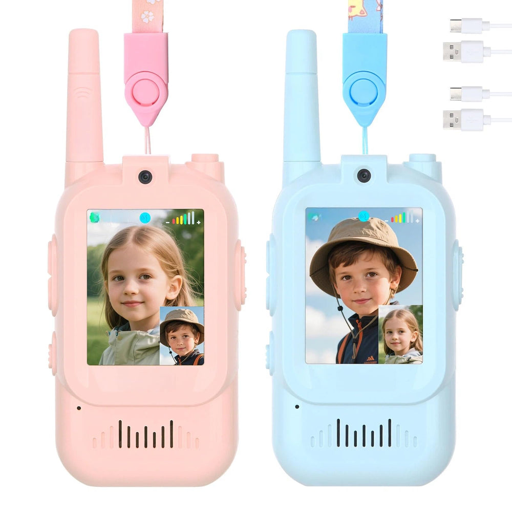 Reiie video walkie talkies with a 2-inch screen enable clear on-screen chats during play.
