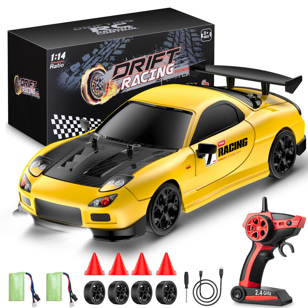 ReinbowRiff RC Drift Car front view with LED lighting for night racing