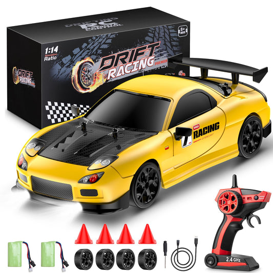 ReinbowRiff RC Drift Car front view with LED lighting for night racing