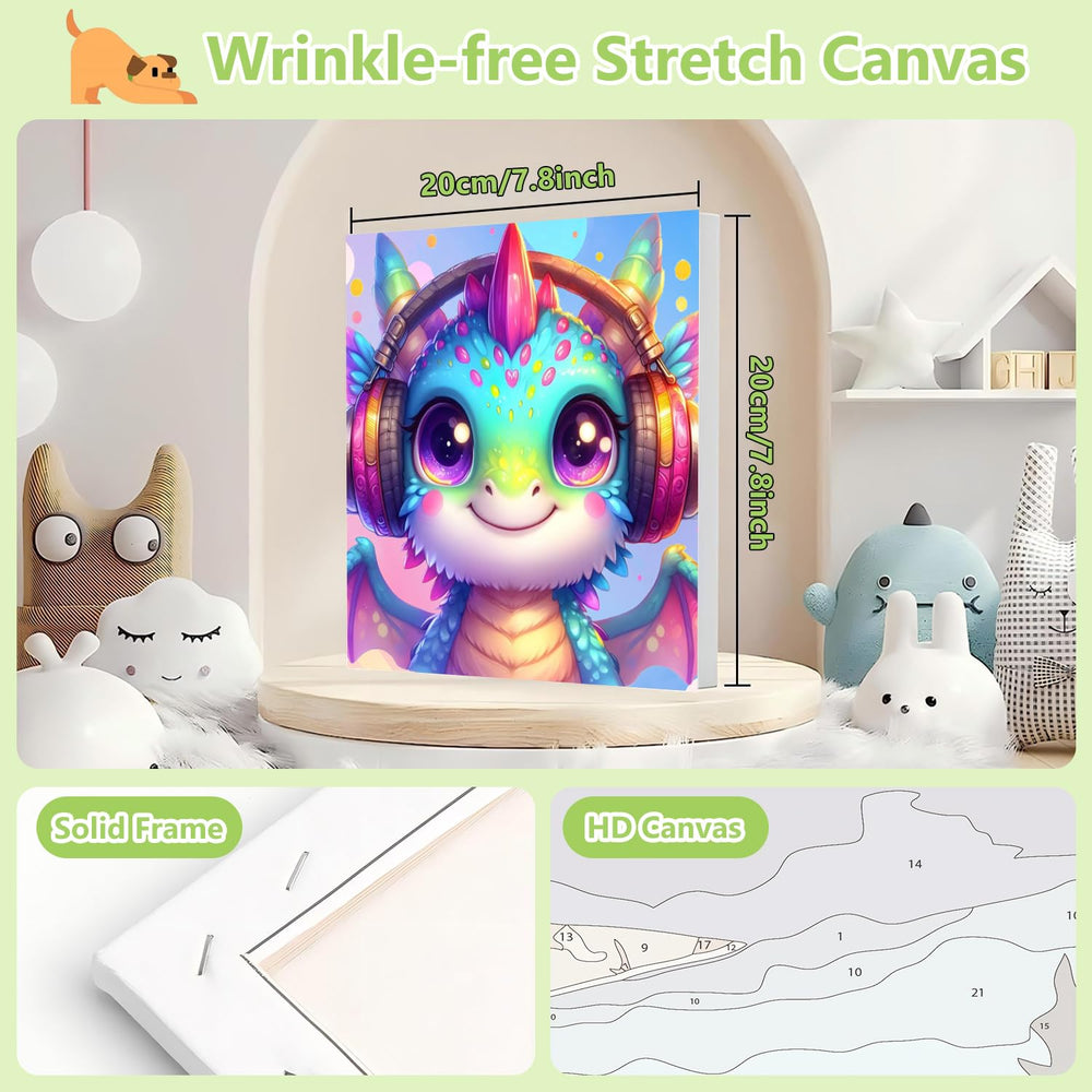 Reivworl dragon paint-by-numbers brushes for precise and broad strokes.