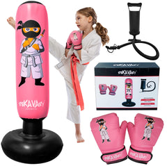 rekavary pink inflatable kids punching bag with gloves for active practice