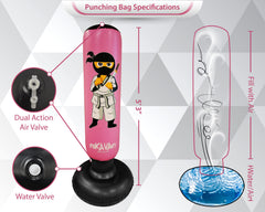 rekavary pink inflatable punching bag with double action pump for quick setup