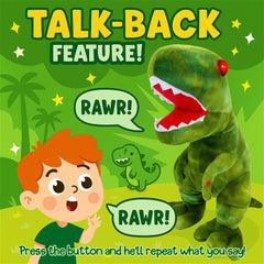 Relsy interactive dino sound feature showcases playful voice mimic for imaginative play.