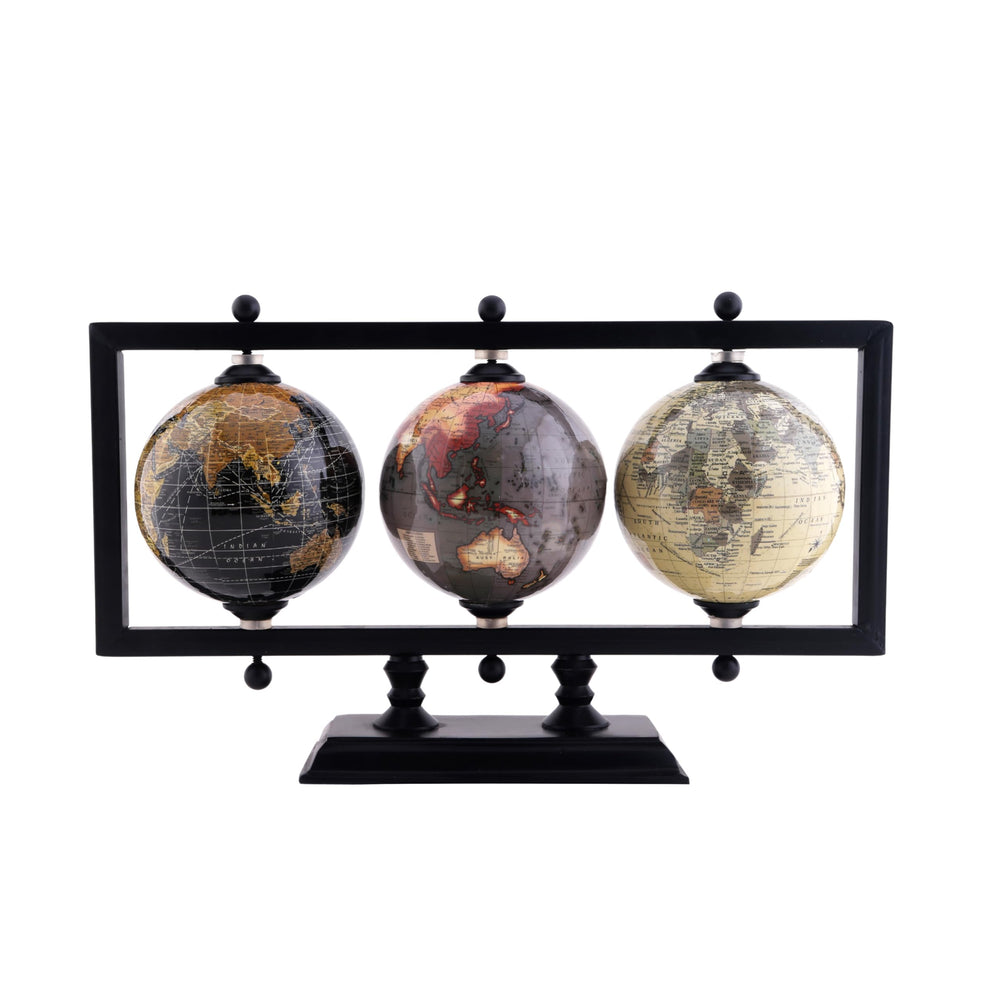 RELY+ three-globes desktop set displays stylish multi-globe decor for a modern office