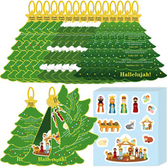 Renbuzhu 27Sets Christmas nativity tree ready-to-decorate with colorful stickers for storytelling.