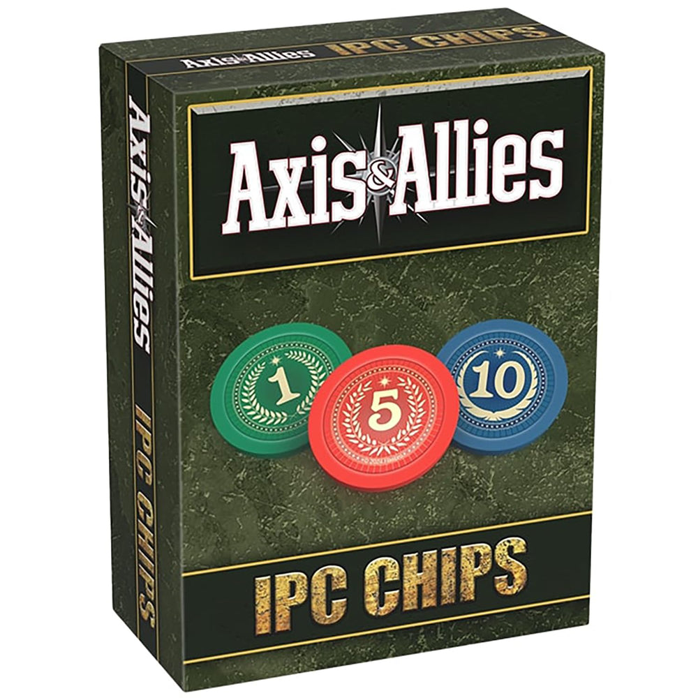 Renegade Axis & Allies IPC chips with weighted denominations for precise resource tracking.