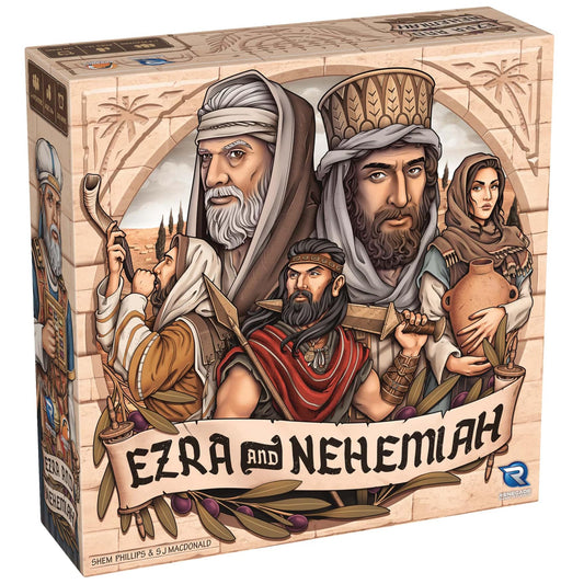 Renegade Ezra and Nehemiah cover art showing ancient Jerusalem for family game night.
