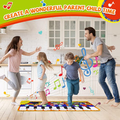 RenFox piano mat in demo and playback mode guides children through patterns