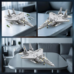 Reobrix F-15E includes missiles for authentic display and learning scenarios.