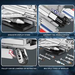 Reobrix F-16 fighter jet model wing assembly view emphasizing modular construction.