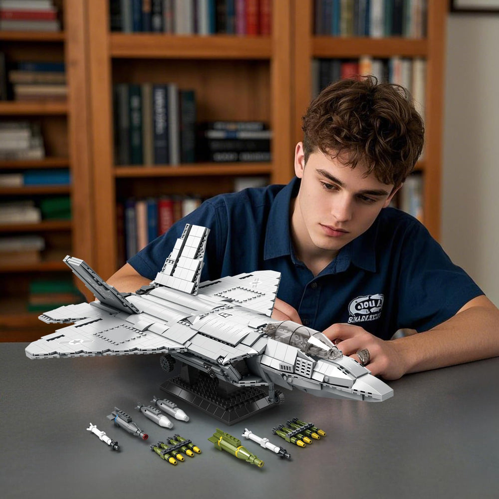 Reobrix F-22 build steps visually guiding the assembly.