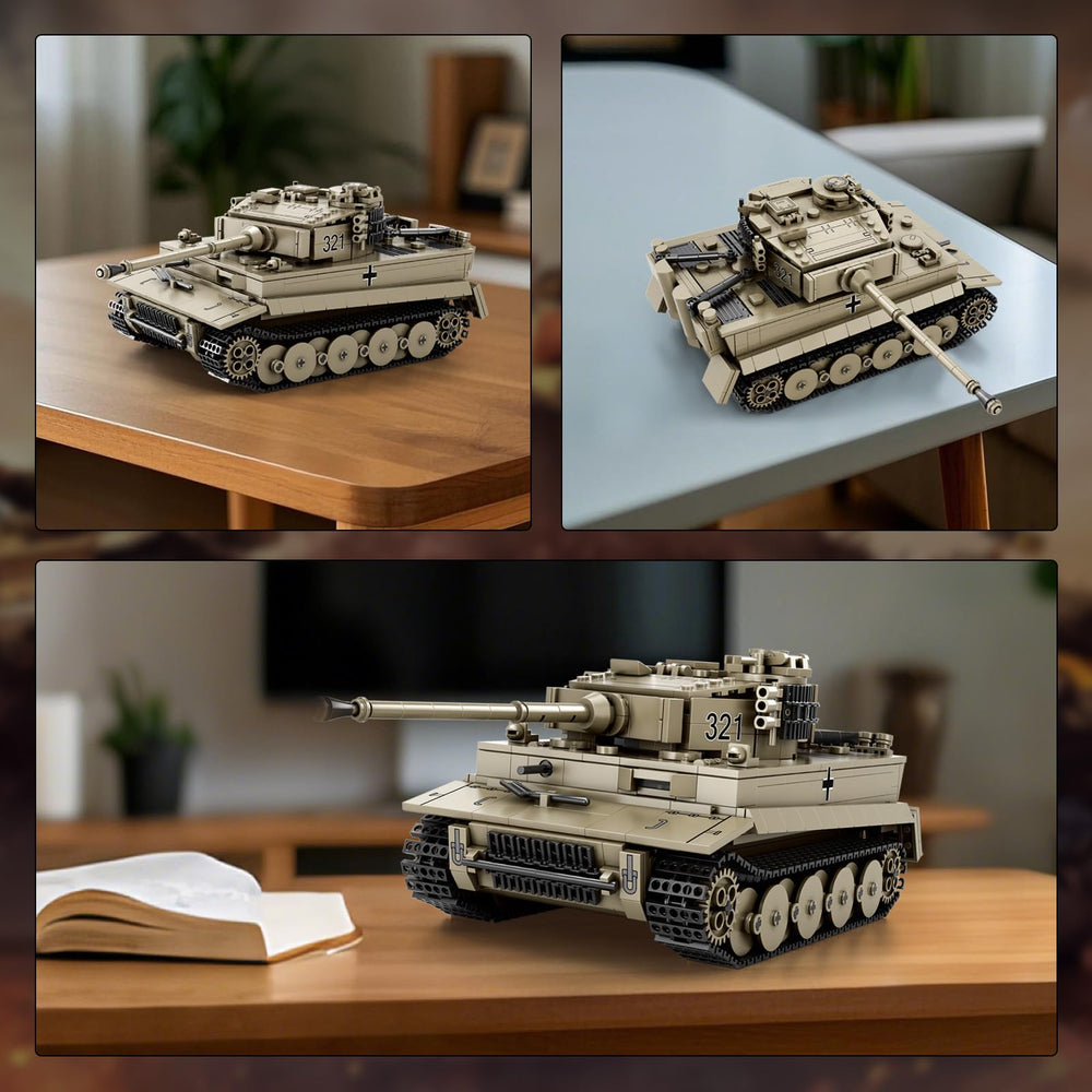 Reobrix Tiger I Tank interior detail shows engine and shell rack for realism.