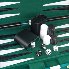 RERIVER backgammon closed and open dimensions for easy packing.