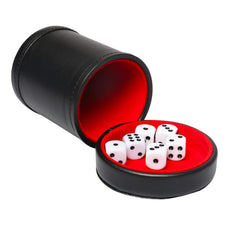 RERIVER leatherette dice cup with lid for quiet home gaming.